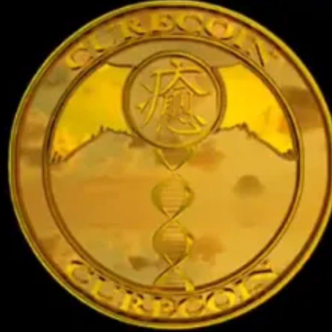 Curecoin - Golden coin with DNA helix symbol